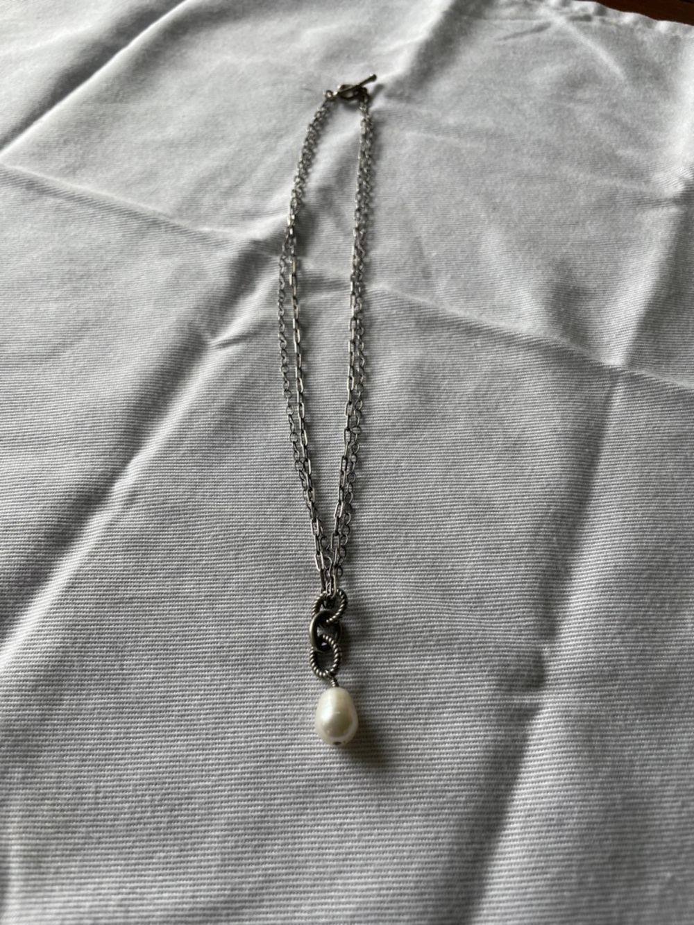 Vintage Silpada Double Stranded Sterling and Pearl Necklace - Picture 5 of 6
